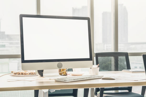 istock Empty computer monitor screen for design mock up template 1264927722