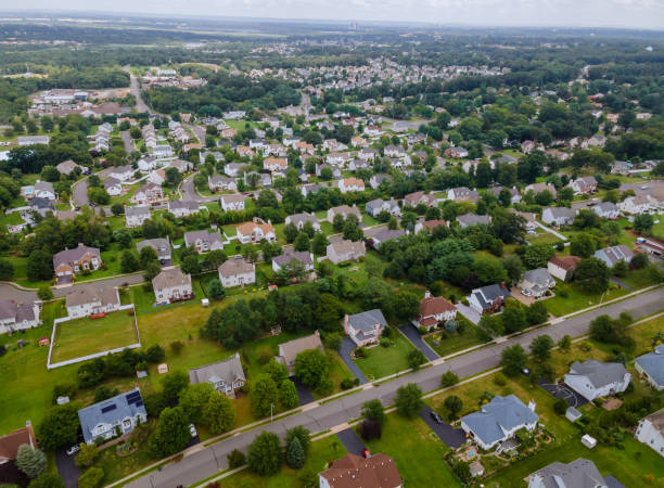 istock Aerial view of residential district, with mixed new development 1264929342
