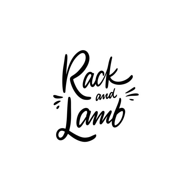 ilustrações de stock, clip art, desenhos animados e ícones de rack and lamb. black text color. hand drawn vector illustration. isolated on white background. - rack of lamb illustrations