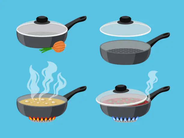 Vector illustration of Cartoon cooking pans