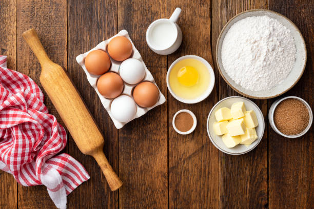 istock Baking ingredients on a wooden table 1264938704