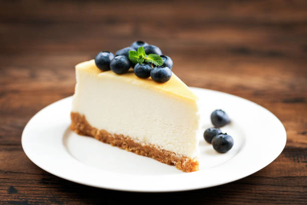 istock Slice of cheesecake with blueberries 1264938711