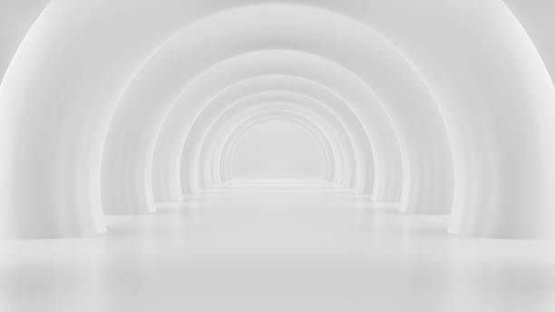 White architectural circle background Modern building design curved shapes 3d illustration