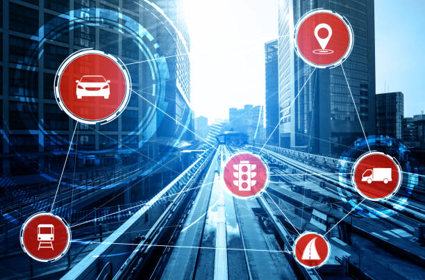 Smart transport technology concept for future car traffic on road