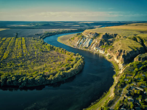 istock Magestic sunset over river. Autumn landscape. Dniester river, Moldova. 1264950849
