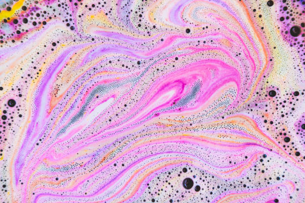 istock Colorful rainbow bath foam with bubbles in the water. Galaxy imagination. Marble texture effect. Beauty and luxury background. Flat lay, top view, abstract art. 1264952364