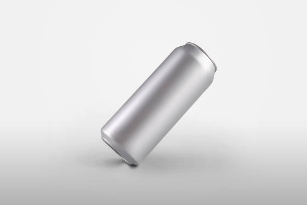 istock Template of canned tin can with tonic, beer or drink, tilted on a white background, cylindrical container for presentation of design and pattern. 1264954117