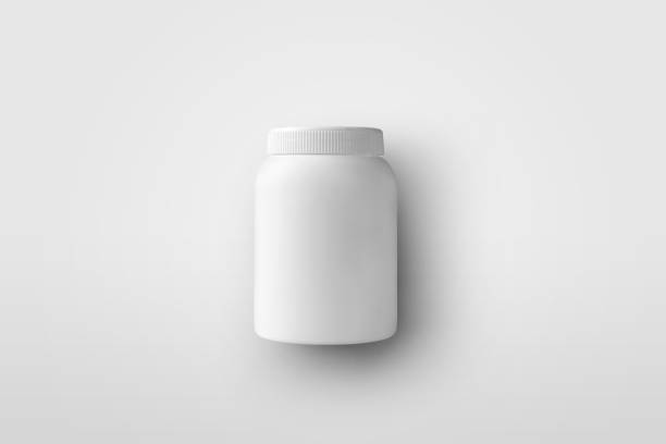 istock Beautiful white pills or vitamins packaging template isolated on background for design or pattern presentation. 1264956363