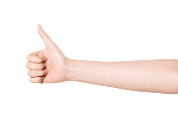 istock Woman hand gesture number one horizontal isolated on white. 1264969160