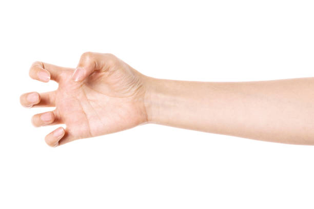 istock Woman hand gesture claw strong isolated on white. 1264969917