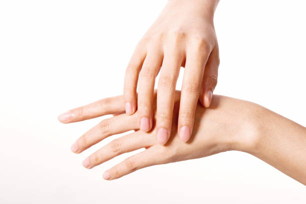istock Woman hand gesture putting on horizontal isolated on white. 1264969920