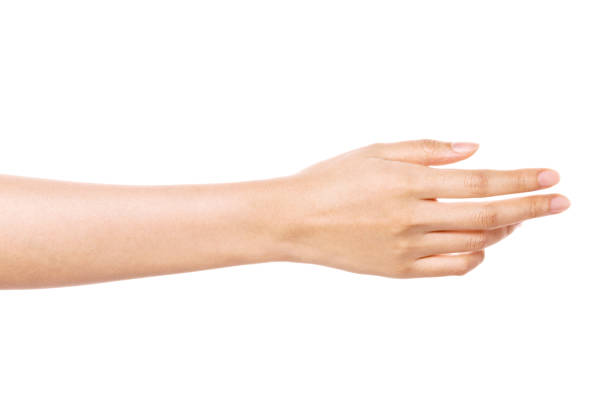 istock Woman hand gesture shaking isolated on white. 1264969948