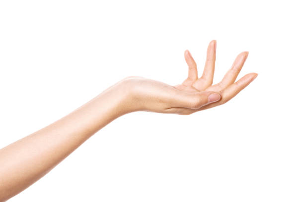 istock Woman hand gesture giving isolated on white. 1264969983
