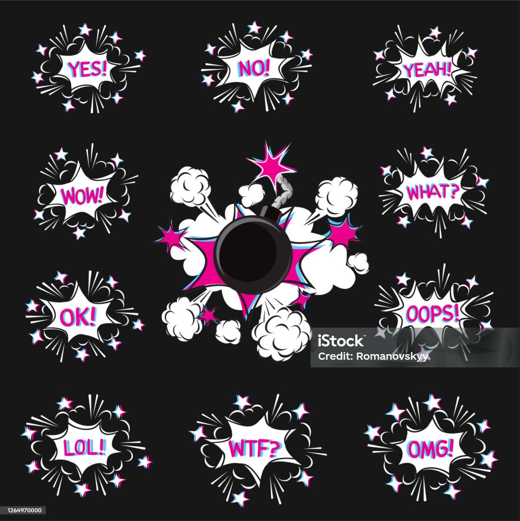 Visual Message Cartoon Cartoon Comic Messages Set Stock Illustration - Download Image Now ...