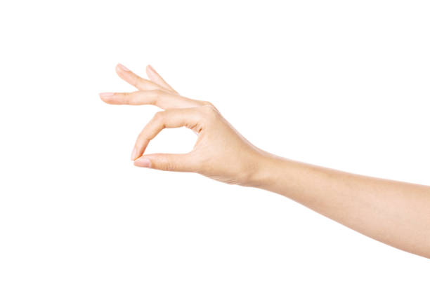 istock Woman hand gesture picking isolated on white. 1264970029