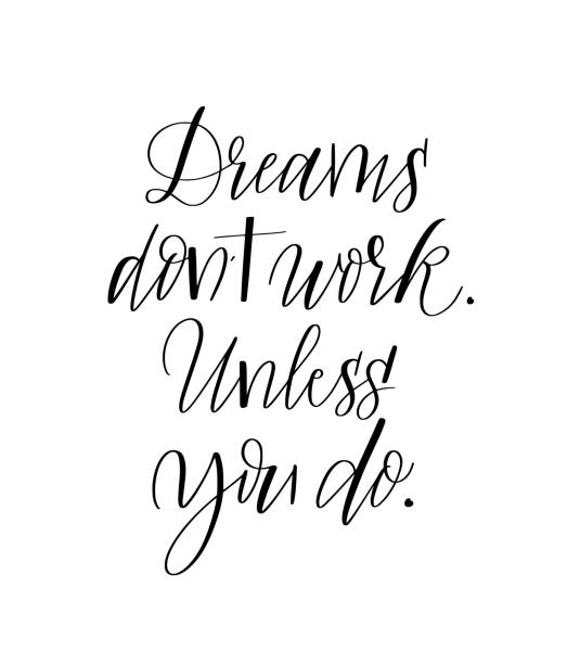 Dream And Work Motivation Quote Calligraphy Design Stock Illustration -  Download Image Now - Single Word, Vector, Success - iStock