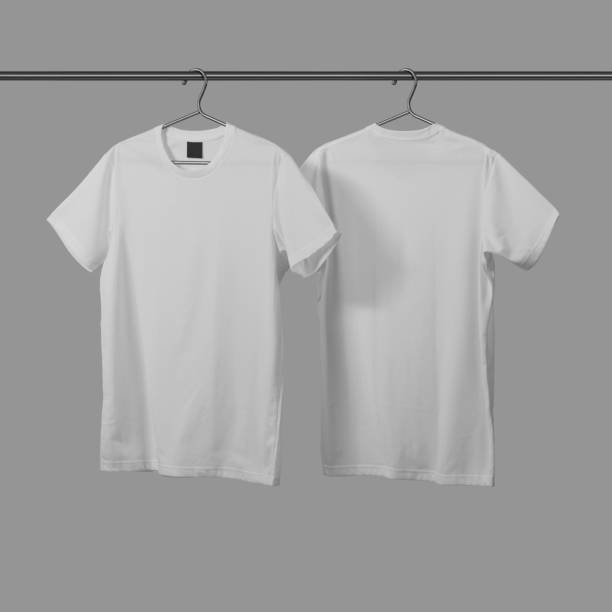 istock Front side & back side T-Shirt mockup template with clothes hanger 1264973192