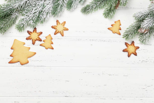 istock Christmas gingerbread cookies and xmas fir tree 1264984882