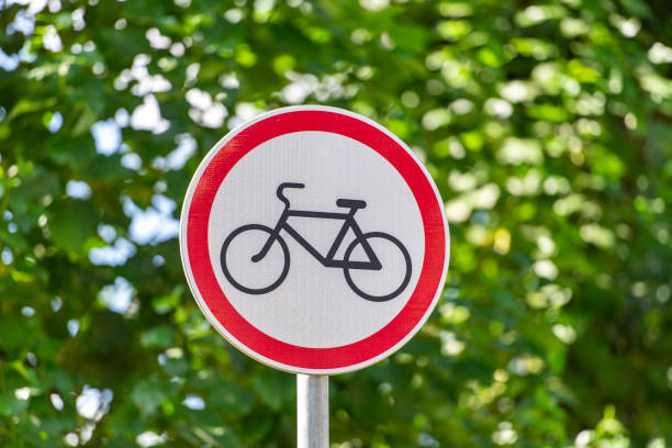 istock Road sign no cycling, bicycle is forbidden 1264991520