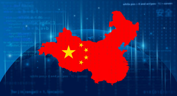 China technology map. Modern data communication concept. Computer Science and Technology in China. China is the world’s new science and technology powerhous china digital flag stock pictures, royalty-free photos & images