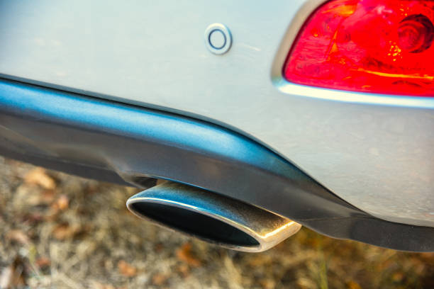 istock Right exhaust chromed pipe of a mondern SUV 1264992513