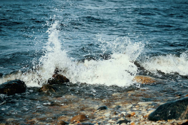 Storm on Baltic Sea with strong wind