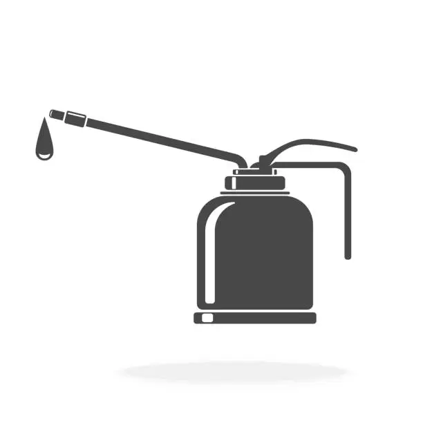 Vector illustration of Oil Can Icon With Drip - Vector Illustration