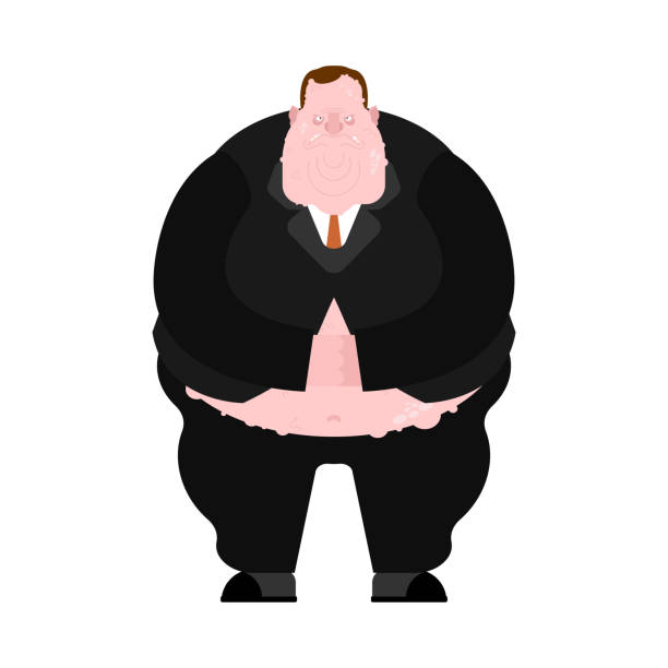 ilustraciones, imágenes clip art, dibujos animados e iconos de stock de gordo jefe asqueroso. jefe vil sudoroso. ilustración vectorial - vile