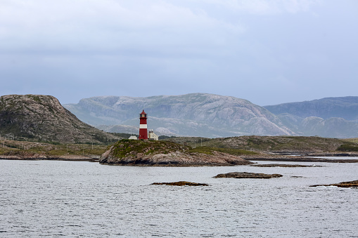 Norwegian coast, view of the lighthouse Buholmrasa located in Osen district