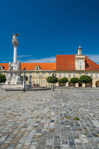istock Holy trinity square, pillars with statues in Tvrdja, Osijek, Croatia 1264998802