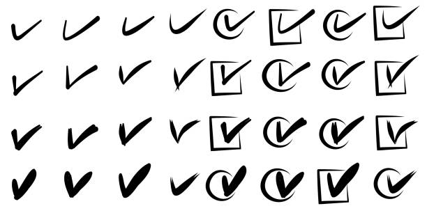 istock set of hand drawn check (V) signs isolated on white background. Vector checklist marks icon set. sketch check marks. 1265000308