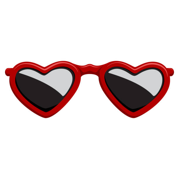 istock Fashion sunglasses in a red plastic frame heart shape. Vector cartoon icon isolated on a white background. 1265000396