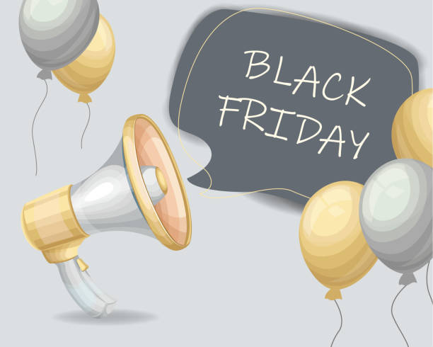 illustrazioni stock, clip art, cartoni animati e icone di tendenza di l'icona del megafono parla del black friday. megafono retrò su sfondo rosa. illustrazione vettoriale - equal opportunity flash