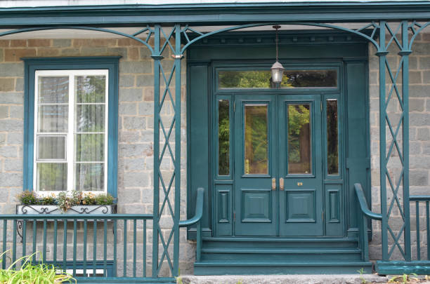 vintage beautiful front door daylight outdoor. front view