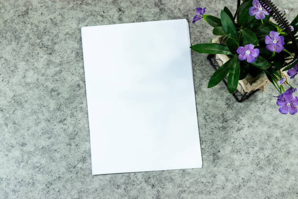 istock Mockup invitation, blank greeting card and flowers vase 1265004889