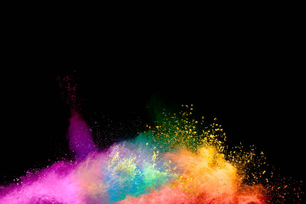 istock Launched multicolored powder on black background.Color powder explosion.Colorful dust splashing. 1265009468