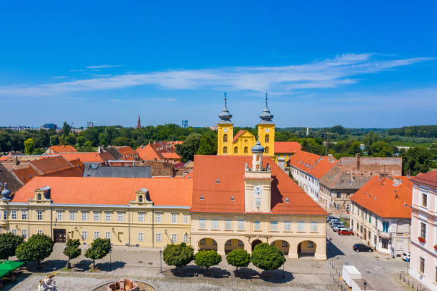 Aerial view of old town Tvrdja of Osijek, Croatia Aerial view of old town of Osijek, Holy trinity square in Tvrdja, Croatia osijek photos stock pictures, royalty-free photos & images