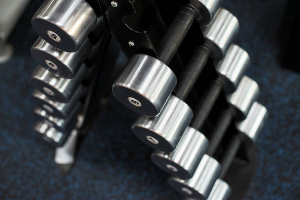 istock A set of dumbbells in a gym 1265019366