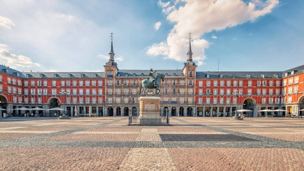 Architecture in Madrid Plaza Mayor in Madrid city, Spain contemporary madrid european culture travel destinations stock pictures, royalty-free photos & images