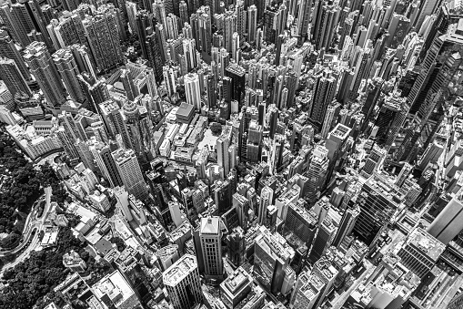 Drone view of Hong Kong City