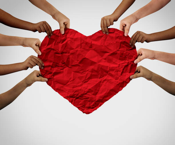 Unity Love Together Unity love together and diversity partnership as heart hands in a group of diverse people holding a shape of support expressing the feeling of connected teamwork and togetherness. diversity hands forming heart stock pictures, royalty-free photos & images