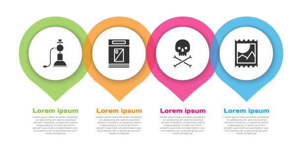 illustrations, cliparts, dessins animés et icônes de placez narguilé, boîte à paquets de cigarettes, crâne sur les os croisés et marque d’acide lsd. modèle d’infographie d’entreprise. vecteur - fatty acid