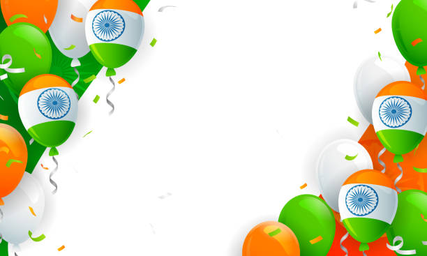 istock Indian Independence Day Celebrations Background vector illustration. Indian Tricolor flag balloons with copy space 1265028830