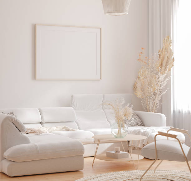 istock Mockup frame in interior background, room in light pastel colors, Scandinavian style 1265029066