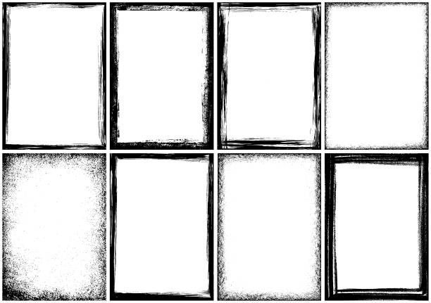 Grunge border frames Set of grunge frames. Rectangle borders. Texture design elements grunge stock illustrations