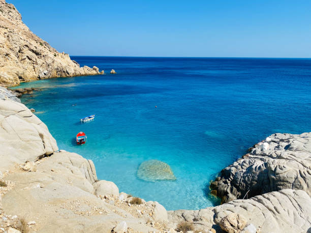 Seychelles beach on the island of Ikaria in Greece stock photo