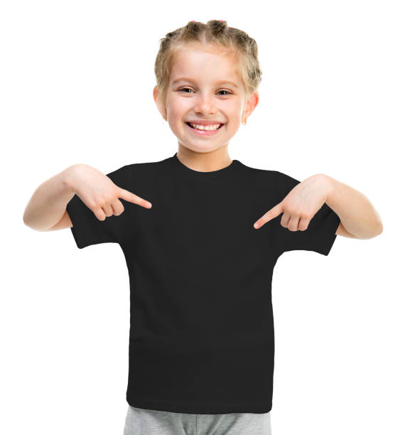 黒いtシャツのかわいい女の子 - fashion model small one person happiness ストックフォトと画像