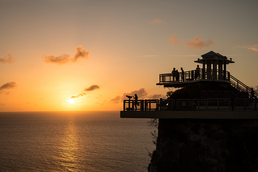 Two Lovers Point is the most famous tourist attraction on the US island territory of Guam. Legend has it that two lovers who were forbidden to be together by the society at that time leapt to their death together from this point. The site is especially popular at sunset.