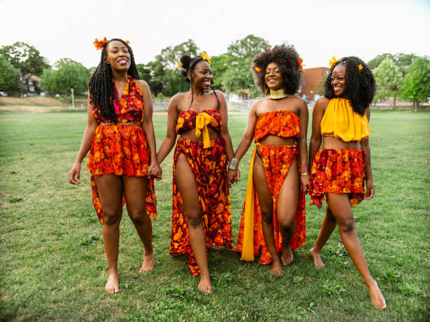 istock Young black women walking the field 1265038898