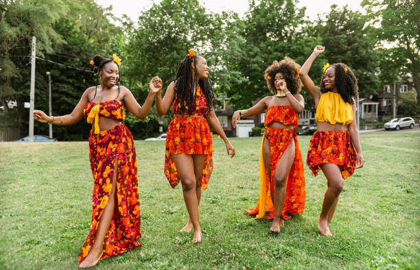 istock Young black women walking the field 1265039869